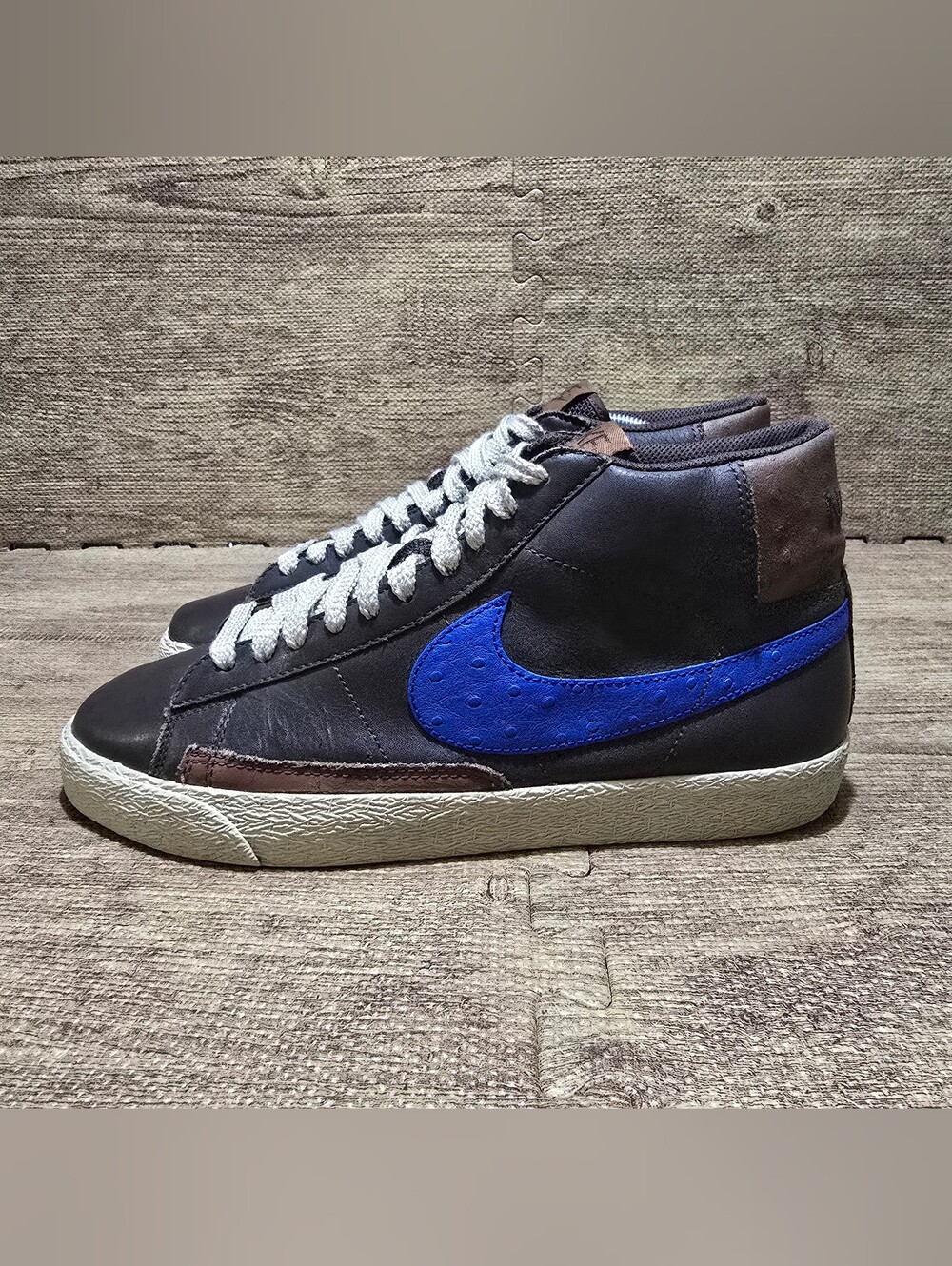 RARE Nike Blazer High Ostrich Brown Royal Blue Shoes Sz 11 315877-241 Mens